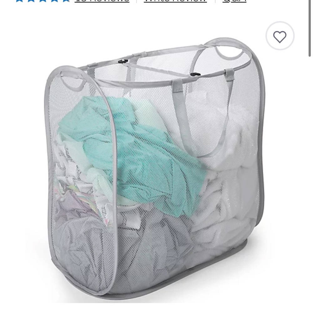 Smart Design 2-Compartment Pop-Up Laundry Sorter Hamper in Grey